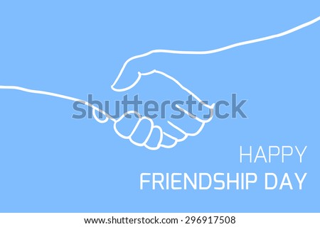 Postcard with outline shakes hands