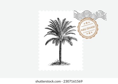 postcard of Palm tree which is the symbol of UAE