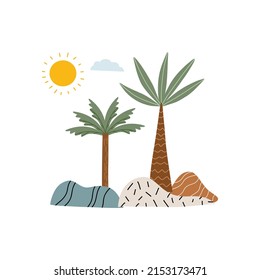 Postcard with palm trees. Safari vacation