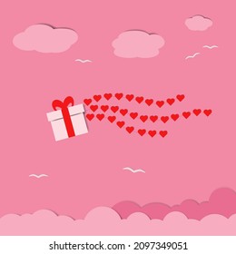 Papel postal Día de San Valentín.  Vector.