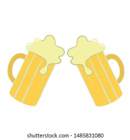 Postcard party invitation with beer. Vector beer