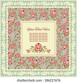 postcard with a pattern of flowers