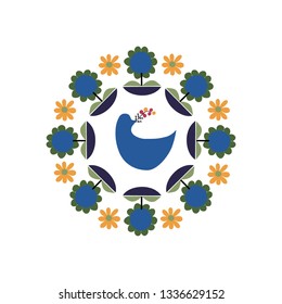 Postcard, pattern in the Scandinavian style, ornament, hand drawn, vector illustration