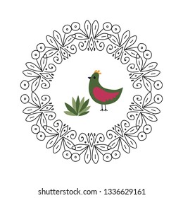 Postcard, pattern in the Scandinavian style, ornament, hand drawn, vector illustration
