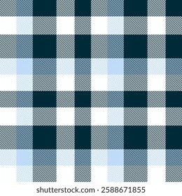 Postcard pattern tartan background, oilcloth textile vector texture. Scenery seamless fabric check plaid in dark and white colors palette.