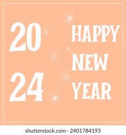 Postcard in peach color, new year's color, 2024 new year