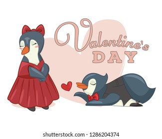 postcard penguin declaration of love