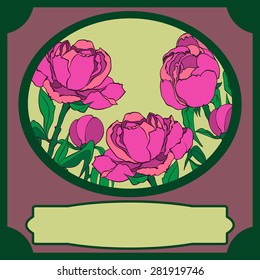 postcard with peonies