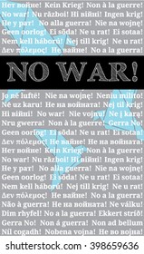 Postcard with phrase "No war!" in the languages of Europe with origami doves