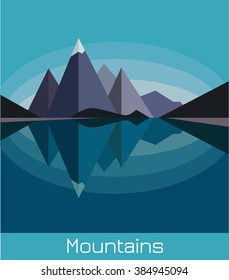 Postcard with a picture of the mountains.
Flat style.
