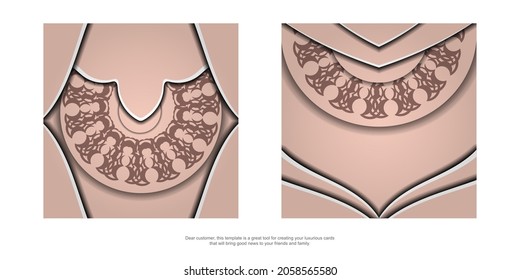 Postcard in pink color with a luxurious pattern for your congratulations.