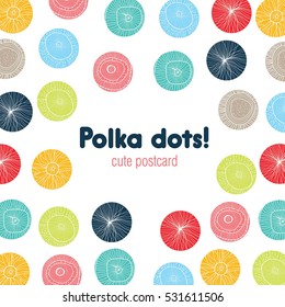 Postcard. Polka dot. Vector.