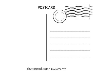 Postcard. Postal card illustration for design. Travel card design. Postcard isolated on white background. Vector illustration.