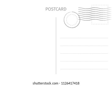 Postcard. Postal card illustration for design. Travel card design. Postcard isolated on white background. Vector illustration.