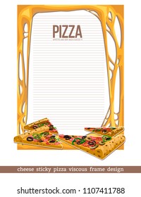 Postcard, Poster, banner, advertising pizza, pizzeria, bar, restaurant. Hand painted in 3D style. Colorful vector stock illustration.