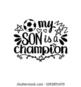 Postcard, poster, congratulations with success for your son, sports theme, hand drawing, vector