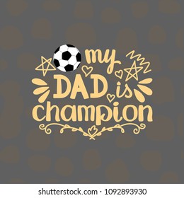 Postcard, poster, congratulations with success for your father, sports theme, hand drawing, vector