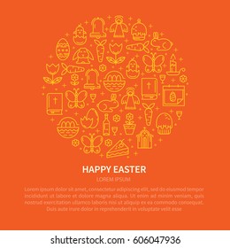 Postcard or poster with the symbols of Easter. Vector illustration with place for your text.