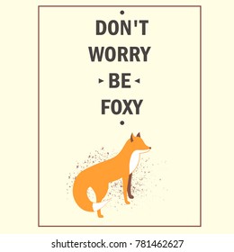 Postcard or poster with the text and image of a fox.