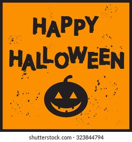 Postcard pumpkin on orange background.