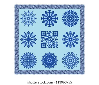 postcard with QR code Merry Christmas vector illustration