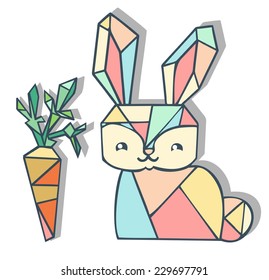 postcard rabbit with carrot patchwork