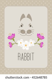 Postcard with rabbit. Vector background.