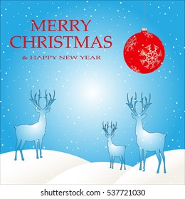 Postcard with a red Christmas decorations
