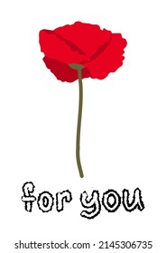 Eine Postkarte mit roter Blume und einer Inschrift