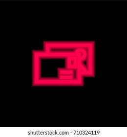 Postcard red glowing neon ui ux icon. Glowing sign logo vector