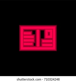 Postcard red glowing neon ui ux icon. Glowing sign logo vector