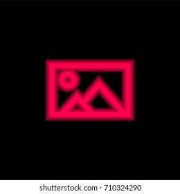 Postcard red glowing neon ui ux icon. Glowing sign logo vector