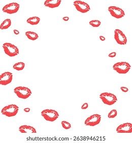 Postcard with red lips on white background