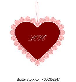 Postcard with red love heart 