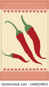 postcard with red pepper, vegetables