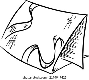 Postcard, ribbons, hand draw line vector illustration.