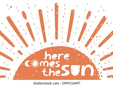 Postcard with rising sun and text
