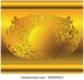 Postcard roll and golden pattern.
The composition of the decorative elements painted in the color of the precious metal.