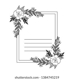postcard with roses and leafs decoration