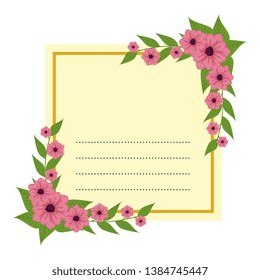 postcard with roses and leafs decoration