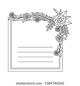 postcard with roses and leafs decoration
