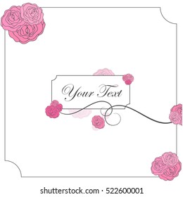 postcard with roses, romantic wedding background