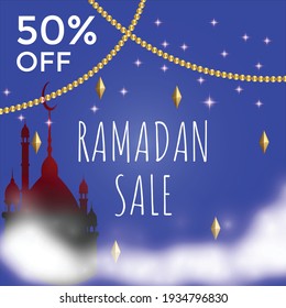 postcard sale background ramadan vector template