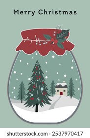 It's postcard season. Stickers and cards with the seasons. Merry Christmas illustration. Christmas cards and illustrations.