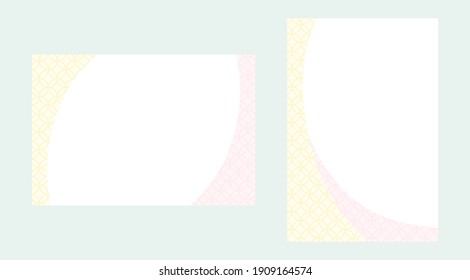 
Postcard set with Japanese background. Vector illustration.