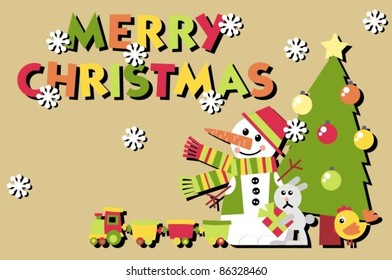 postcard. A set of vector elements in the New Year theme