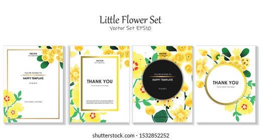 Postcard Size Little Flower Vector File EPS10 Package Set, Vector illustration design element