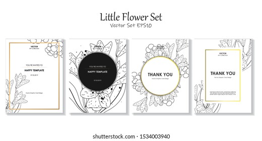 Tamaño de tarjeta postal Pequeño Vector de flores Archivo EPS10 Conjunto de paquetes, elemento de diseño de ilustración de vector