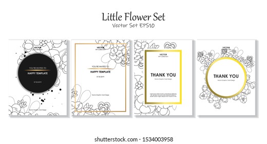 Postcard Size Little Flower Vector File EPS10 Package Set, Vector illustration design element