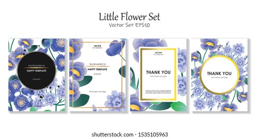 Postcard Size Little Flower Vector File EPS10 Package Set, Vector illustration design element